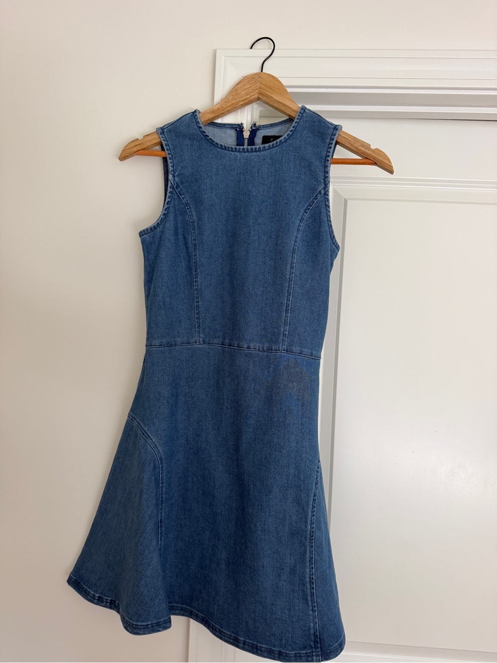 7 For All Mankind Sleeveless Denim A-Line Dress - Blue